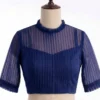 Trendy Pleated High Neck Saree Blouse with Sheer Yoke & Sleeves