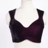 Wine Purple Velvet Saree Blouse | Sweetheart Neck Sleeveless Readymade Crop Top with Back Button Detail