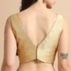 Women's Champagne Gold Satin Silk Readymade Blouse | Deep V-Neck Sleeveless Padded Saree Blouse with Back Hook Closu - Image 3