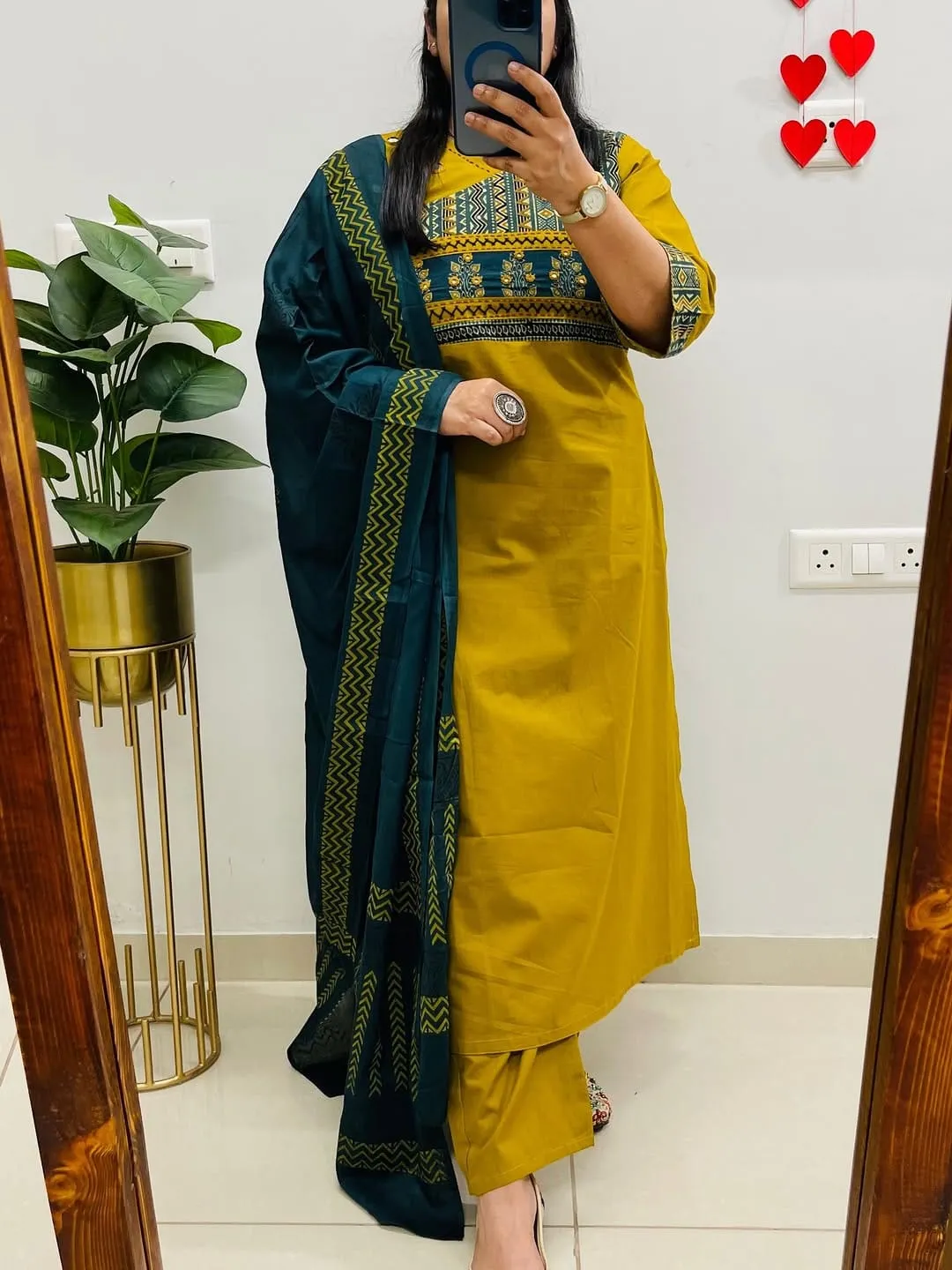 Women's Dabu Cotton Angrakha Kurta Set with Mirror Work & Dupatta | Fully Stitched Ethnic 3-Piece Suit (M-3XL) - Image 5