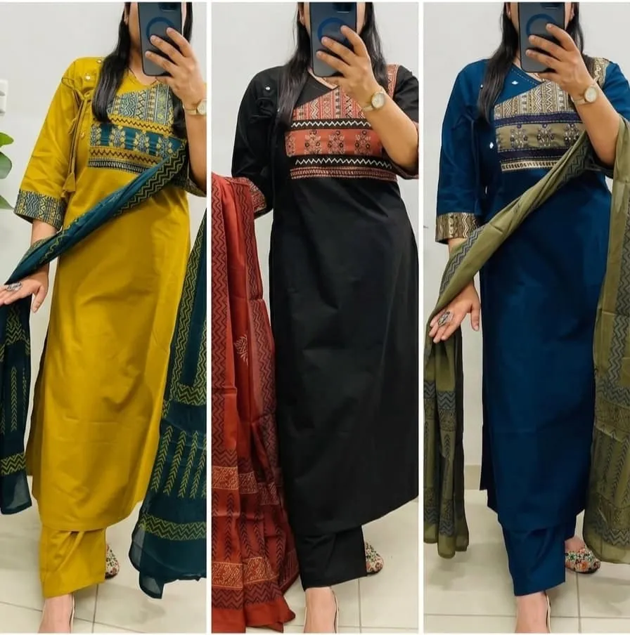 Women's Dabu Cotton Angrakha Kurta Set with Mirror Work & Dupatta | Fully Stitched Ethnic 3-Piece Suit (M-3XL) - Image 8