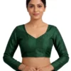 Women's Raw Silk Readymade Saree Blouse | Sweetheart Neck, Full Sleeves Padded Choli - Image 5