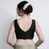 Women's Raw Silk Sleeveless Saree Blouse – Padded Deep V-Neck Readymade Choli Crop Top
