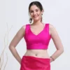 Women's Raw Silk Sleeveless Saree Blouse – Padded Deep V-Neck Readymade Choli Crop Top - Image 10