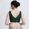 Women's Raw Silk Sleeveless Saree Blouse – Padded Deep V-Neck Readymade Choli Crop Top - Image 4