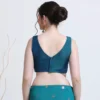 Women's Raw Silk Sleeveless Saree Blouse – Padded Deep V-Neck Readymade Choli Crop Top - Image 8