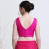 Women's Raw Silk Sleeveless Saree Blouse – Padded Deep V-Neck Readymade Choli Crop Top - Image 9
