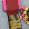 100s Count Pure Chettinad Cotton Saree with Rettapetta Kanchi Zari Border & Running Blouse (6.2M) - Image 10