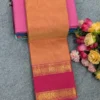 100s Count Pure Chettinad Cotton Saree with Rettapetta Kanchi Zari Border & Running Blouse (6.2M) - Image 11