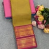 100s Count Pure Chettinad Cotton Saree with Rettapetta Kanchi Zari Border & Running Blouse (6.2M) - Image 13