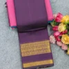 100s Count Pure Chettinad Cotton Saree with Rettapetta Kanchi Zari Border & Running Blouse (6.2M) - Image 14