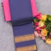 100s Count Pure Chettinad Cotton Saree with Rettapetta Kanchi Zari Border & Running Blouse (6.2M) - Image 17