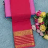 100s Count Pure Chettinad Cotton Saree with Rettapetta Kanchi Zari Border & Running Blouse (6.2M) - Image 18