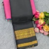 100s Count Pure Chettinad Cotton Saree with Rettapetta Kanchi Zari Border & Running Blouse (6.2M) - Image 21