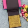 100s Count Pure Chettinad Cotton Saree with Rettapetta Kanchi Zari Border & Running Blouse (6.2M) - Image 4