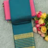 100s Count Pure Chettinad Cotton Saree with Rettapetta Kanchi Zari Border & Running Blouse (6.2M) - Image 5