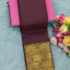 100s Count Pure Chettinad Cotton Saree with Rettapetta Kanchi Zari Border & Running Blouse (6.2M) - Image 7