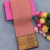 100s Count Pure Chettinad Cotton Saree with Rettapetta Kanchi Zari Border & Running Blouse (6.2M) - Image 8