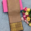 100s Count Pure Chettinad Cotton Saree with Rettapetta Kanchi Zari Border & Running Blouse (6.2M) - Image 9