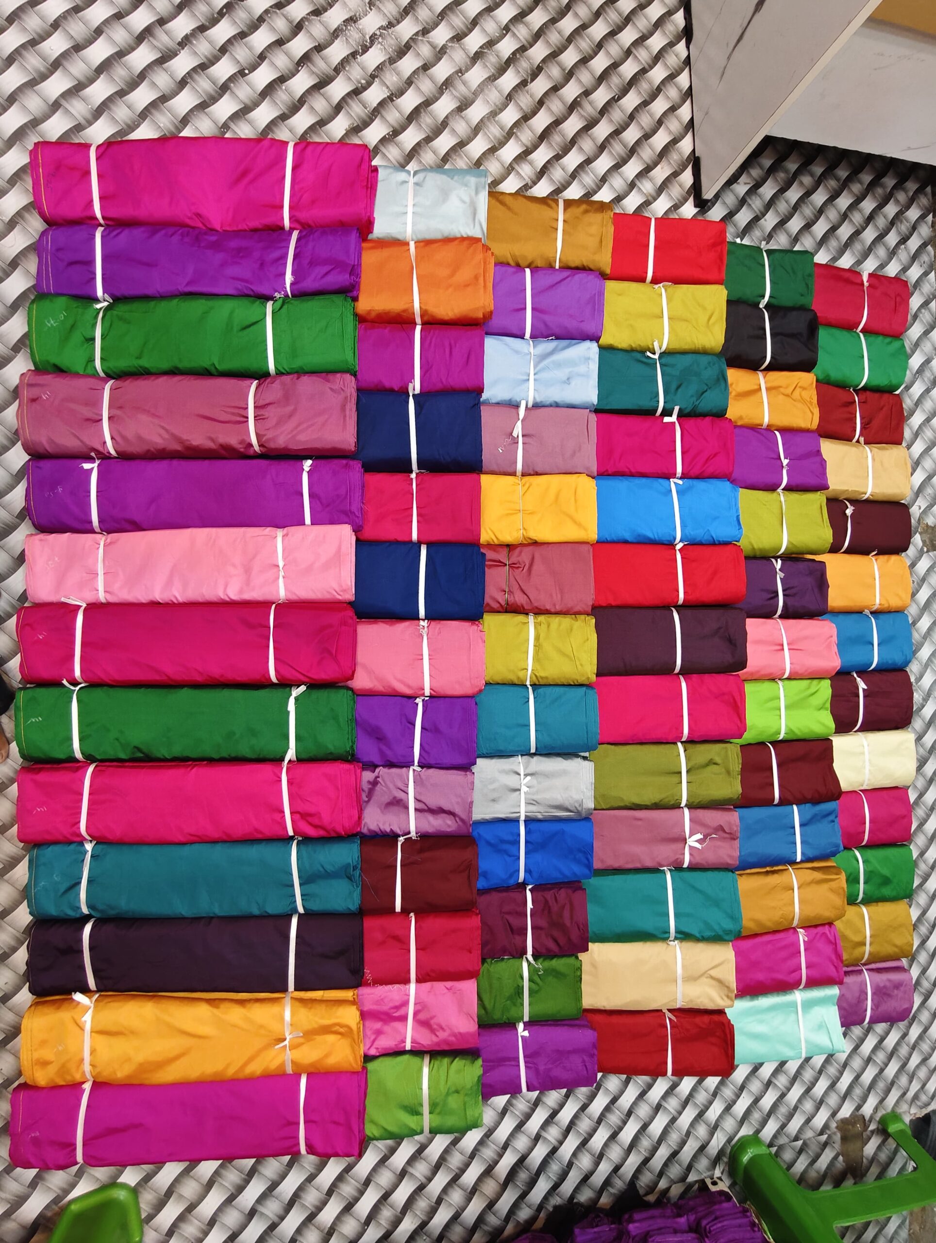 Premium half pattu silk cotton fabric rolls in soft glossy ethnic material for wholesale bulk use