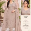 Aarvi Mul Chanderi Embroidered Straight Kurta Pant Set with Scallop Dupatta | Festive 3-Piece Suit for Women - Image 3