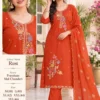 Aarvi Mul Chanderi Embroidered Straight Kurta Pant Set with Scallop Dupatta | Festive 3-Piece Suit for Women - Image 7