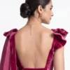 Backless Velvet Blouse Satin Saree Set – Ruffle Sleeve Cocktail & Party Wear Saree - Image 2
