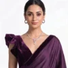 Backless Velvet Blouse Satin Saree Set – Ruffle Sleeve Cocktail & Party Wear Saree - Image 7