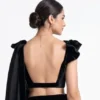 Backless Velvet Blouse Satin Saree Set – Ruffle Sleeve Cocktail & Party Wear Saree - Image 8