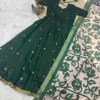 Banarasi Jacquard Silk Anarkali Gown with Floral Printed Zari Dupatta Set | Traditional Festive & Wedding Party Wear Long Dress