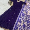 Banarasi Jacquard Silk Anarkali Gown with Floral Printed Zari Dupatta Set | Traditional Festive & Wedding Party Wear Long Dress - Image 8