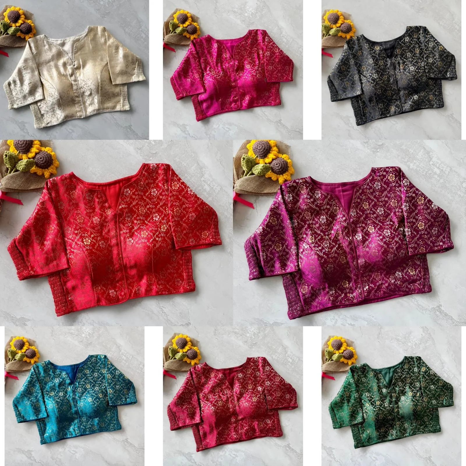Banarasi Silk Stretchable Padded Saree Blouse - Image 4