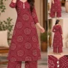 Bandhani Printed Straight Long Kurti with Palazzo Pant Set | Mirror Work Neck Ethnic Co-ord