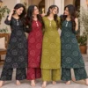 Bandhani Printed Straight Long Kurti with Palazzo Pant Set | Mirror Work Neck Ethnic Co-ord - Image 2