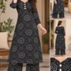 Bandhani Printed Straight Long Kurti with Palazzo Pant Set | Mirror Work Neck Ethnic Co-ord - Image 3
