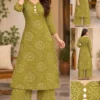 Bandhani Printed Straight Long Kurti with Palazzo Pant Set | Mirror Work Neck Ethnic Co-ord - Image 4