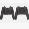 Black Raw Silk Full Sleeve Saree Blouse | Round Cut-Out Back Boat Neck Readymade Designer Choli