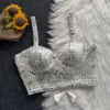 Bollywood Style Original Mirror Work Bustier Blouse – Handcrafted Soft Silk Padded Crop Top (Size 36–40) - Image 11