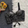 Bollywood Style Original Mirror Work Bustier Blouse – Handcrafted Soft Silk Padded Crop Top (Size 36–40) - Image 7
