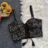 Bollywood Style Original Mirror Work Bustier Blouse – Handcrafted Soft Silk Padded Crop Top (Size 36–40) - Image 9