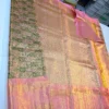 Bridal Gold Tissue Kanchi Pattu Saree with Multi-Color Elephant & Peacock Check Pallu - Image 6