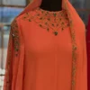 Buy Luxury Peach/Coral Embroidered Gown & Party Wear Ethnic Dress