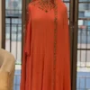 Buy Luxury Peach/Coral Embroidered Gown & Party Wear Ethnic Dress - Image 2