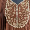 Chocolate Brown Flared Chanderi Silk Suit Set with Pearl & Zari Hand Embroidery
