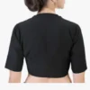 Classic Black Cotton Silk Saree Blouse | Princess Cut Readymade Blouse with Elbow Sleeves & Modest High Back