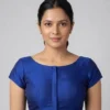Classic Silk Blend U-Neck Short Sleeve Blouse | Ready Made Saree Blouse Online Shopping