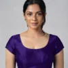 Classic Silk Blend U-Neck Short Sleeve Blouse | Ready Made Saree Blouse Online Shopping - Image 3