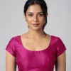 Classic Silk Blend U-Neck Short Sleeve Blouse | Ready Made Saree Blouse Online Shopping - Image 4