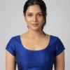 Classic Silk Blend U-Neck Short Sleeve Blouse | Ready Made Saree Blouse Online Shopping - Image 5