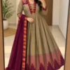 Cotton Spun Silk Festive Anarkali Suit Set with Rangoli Silk Dupatta - Image 3